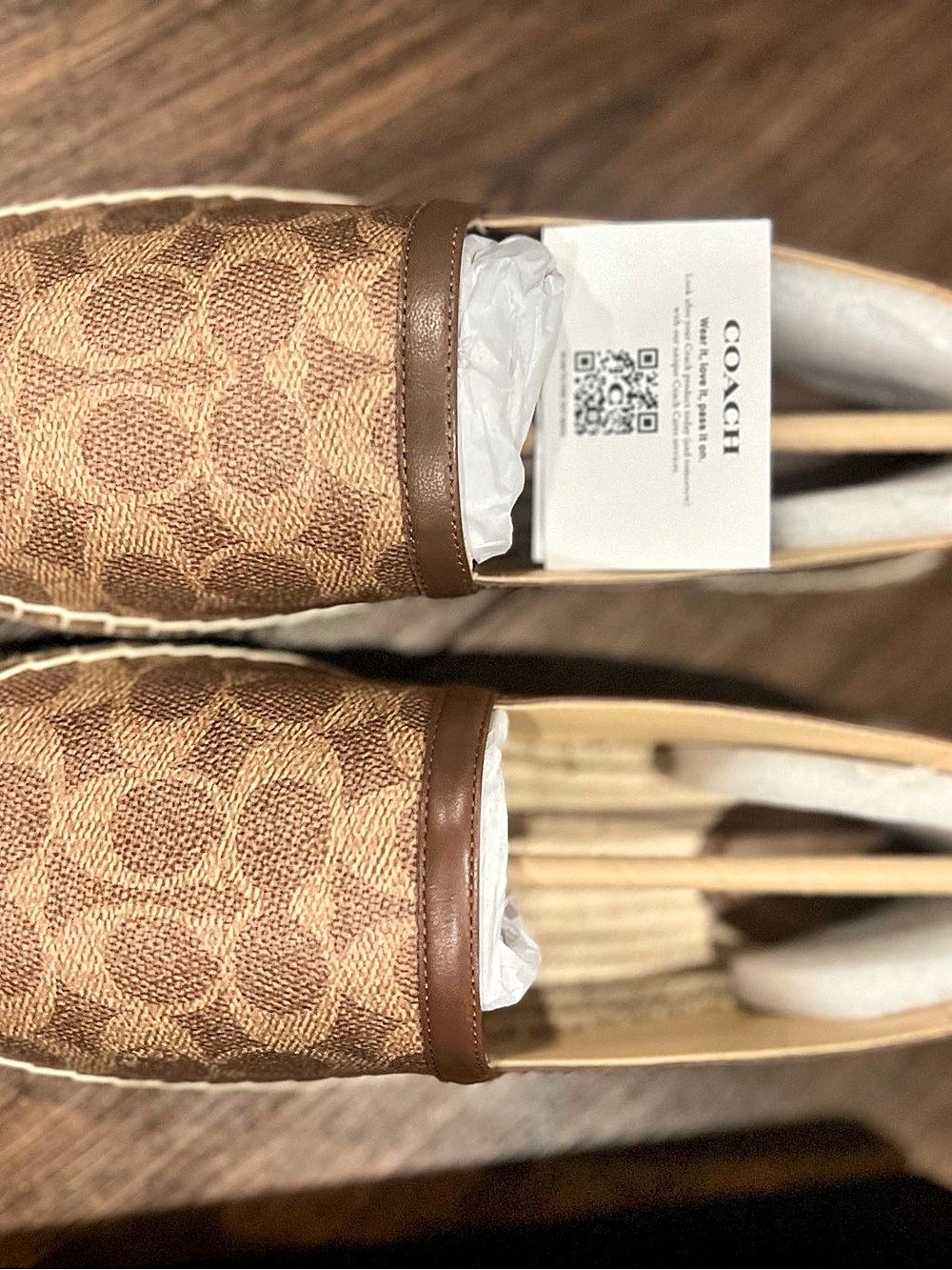 Coach Collins Coated Canvas Espadrille Brown & Tan US 8 NWT